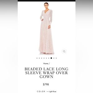 MACDUGGAL lace long sleeve gown in light rose! Brand new with tags! #93679D